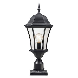 Borrowdale Head - 1 Light Outdoor Pier Mount Lantern in Fusion Style - 9.5 Inches Wide by 24 Inches High