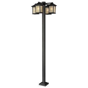 Providence Acres - 4 Light Outdoor Post Mount Lantern in Urban Style - 30 Inches Wide by 99 Inches High