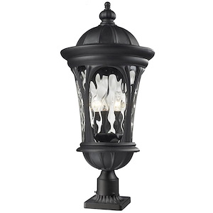 Arlington View - 3 Light Outdoor Pier Mount Lantern in Gothic Style - 14 Inches Wide by 30 Inches High