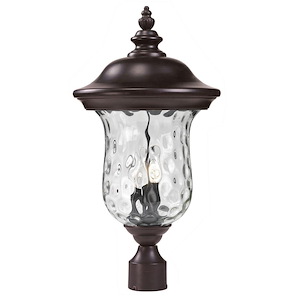 Green Woodlands - 3 Light Outdoor Post Mount Lantern in Gothic Style - 12.38 Inches Wide by 23.5 Inches High