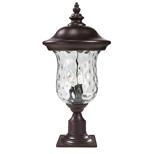 Green Woodlands - 3 Light Outdoor Pier Mount Lantern in Gothic Style - 12.38 Inches Wide by 25.5 Inches High