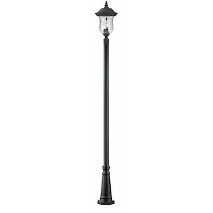 Green Woodlands - 3 Light Outdoor Post Mount Lantern in Gothic Style - 12.38 Inches Wide by 118.25 Inches High