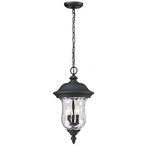 Green Woodlands - 3 Light Outdoor Chain Mount Lantern in Gothic Style - 12.38 Inches Wide by 22.5 Inches High