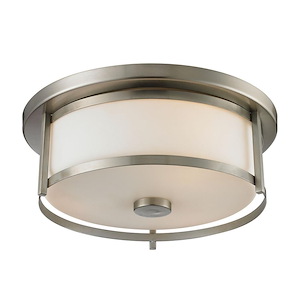 Walton Farm - 2 Light Flush Mount In Midcentury Style-4.88 Inches Tall and 13.75 Inches Wide - 1261326