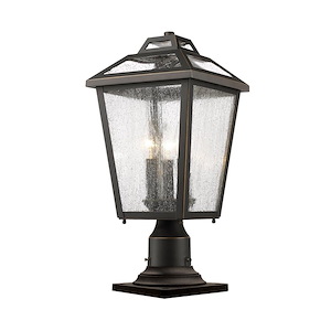 Charter Meadow - 3 Light Outdoor Pier Mount Lantern in Colonial Style - 9 Inches Wide by 19.5 Inches High