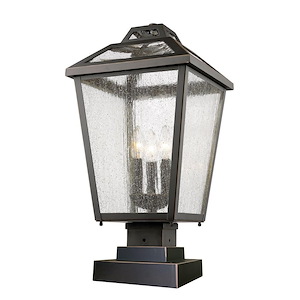 Charter Meadow - 3 Light Outdoor Square Pier Mount Lantern in Colonial Style - 11 Inches Wide by 21.5 Inches High