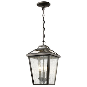 Charter Meadow - 3 Light Outdoor Chain Mount Lantern in Colonial Style - 9 Inches Wide by 15.88 Inches High
