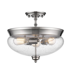 Uplands Grange - 3 Light Semi-Flush Mount in Vintage Style - 15 Inches Wide by 13.5 Inches High - 1261796