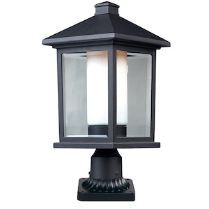 Southdown Bank - 1 Light Outdoor Pier Mount Lantern in Fusion Style - 9.5 Inches Wide by 20.5 Inches High