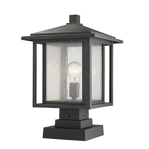 Temple Chase - 1 Light Outdoor Square Pier Mount Lantern in Seaside Style - 11 Inches Wide by 17.5 Inches High