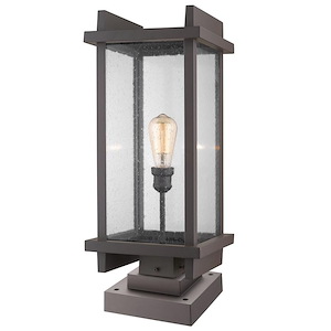 Oldacre Road - 1 Light Outdoor Square Pier Mount Lantern in Contemporary Style - 10 Inches Wide by 24.5 Inches High