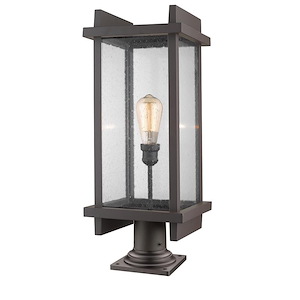 Oldacre Road - 1 Light Outdoor Pier Mount Lantern in Industrial Style - 10 Inches Wide by 25.5 Inches High