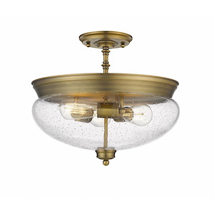 Uplands Grange - 3 Light Semi-Flush Mount in Vintage Style - 15 Inches Wide by 13.5 Inches High - 1262042