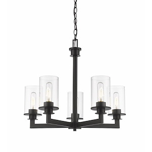 Walton Farm - 5 Light Chandelier in Art Moderne Style - 24 Inches Wide by 22 Inches High - 1260260
