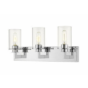 3 Light Modern Steel Vanity Light Fixture with Cylinder Clear Glass-10.25 Inches H by Inches W - 1262630