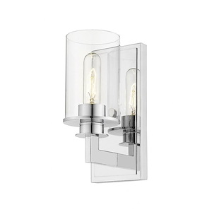 1 Light Modern Steel Wall Sconce with Clear Glass-10.25 Inches H by 4.5 Inches W - 1261536