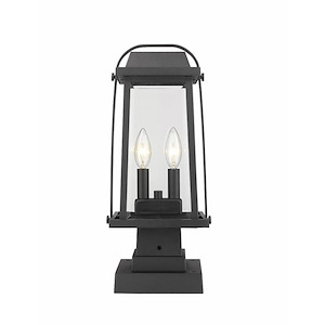 Links By-Pass - 2 Light Outdoor Square Pier Mount Lantern in Period Inspired Style - 7.75 Inches Wide by 17.75 Inches High