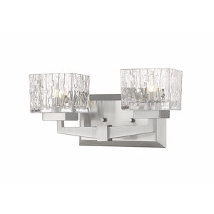 2 Light LED Metropolitan Steel Vanity Light Fixture with Clear Crystal Glass-6.5 Inches H by 13.5 Inches W - 1257694