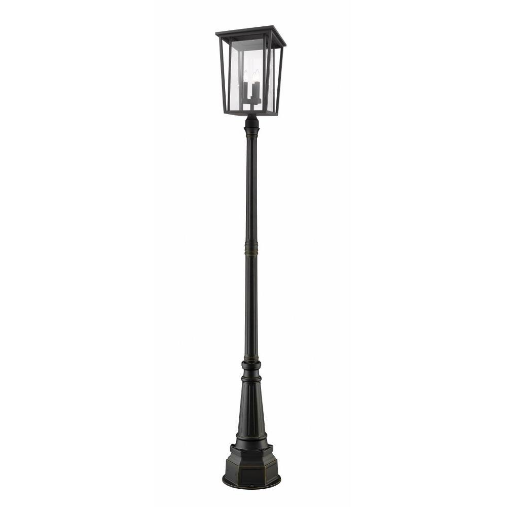 Bailey Street Home 372-BEL-856885 Ashton Woodlands - 3 Light Outdoor Post Mount Lantern in Craftsman Style - 14.25 Inches Wide by 105.5 Inches High