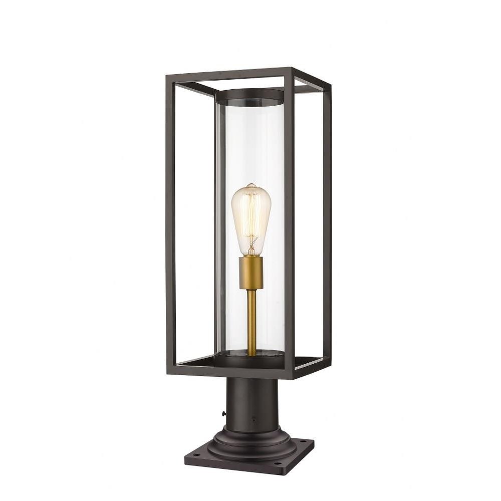 Bailey Street Home 372-BEL-937862 Newby Head - 1 Light Outdoor Pier Mount Lantern in Industrial Style - 8 Inches Wide by 21.75 Inches High