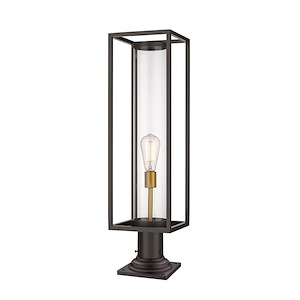 Newby Head - 1 Light Outdoor Pier Mount Lantern in Industrial Style - 8 Inches Wide by 27.75 Inches High - 1261015