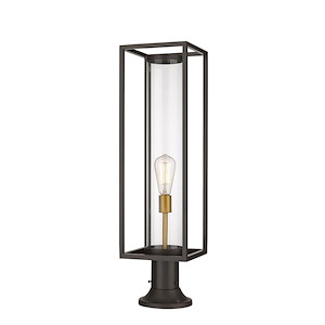 Newby Head - 1 Light Outdoor Pier Mount Lantern in Industrial Style - 8 Inches Wide by 27.75 Inches High - 1261734