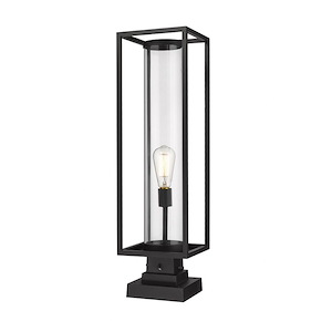 Newby Head - 1 Light Outdoor Square Pier Mount Lantern in Industrial Style - 8 Inches Wide by 28.75 Inches High - 1258786