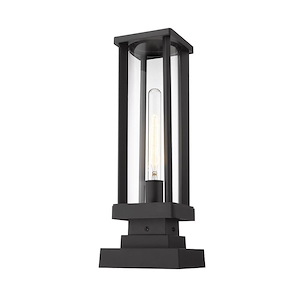 Piggott Grove - 1 Light Outdoor Square Pier Mount Lantern in Fusion Style - 7.5 Inches Wide by 17.5 Inches High