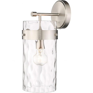 1 Light Coastal Steel Wall Sconce with Cylinder Clear Glass-15.5 Inches H by 6.5 Inches W - 1262169