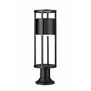 Garrick Glas - 8W 1 LED Outdoor Pier Mount Light with Round Base In Modern Style-23.75 Inches Tall and 7.25 Inches Wide