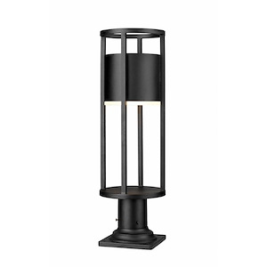 Garrick Glas - 8W 1 LED Outdoor Pier Mount Light with Square Base In Modern Style-23.75 Inches Tall and 7.25 Inches Wide