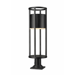 Garrick Glas - 11W 1 LED Outdoor Pier Mount Light with Square Base In Modern Style-29.75 Inches Tall and 9.25 Inches Wide