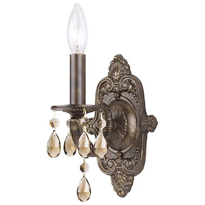1 Light Steel Crystal Accent Candle Wall Sconce-9.5 Inches H by 6.25 Inches W - 1153234