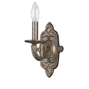 1 Light Traditional Steel Candle Wall Sconce with Crystal-5 Inches H by 9.75 Inches W - 1145973