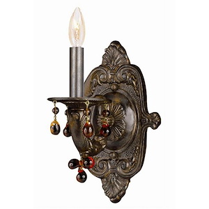 1 Light Traditional Steel Candle Wall Sconce-9.5 Inches H by 6.25 Inches W - 1148312