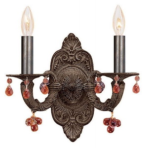 Steel 2 Light Candle Wall Sconce in Traditional Style-12 Inches H x 11 Inches W - 1153580