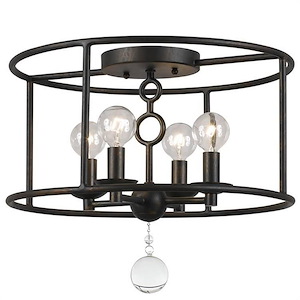Cameron Industrial 4 Light Ceiling Mount Wrought Iron in Minimalist Style - 15 Inches Wide by 12.25 Inches High - 1154159