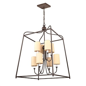 Onslow Pleasant - Eight Light 2-Tier Chandelier with Linen Fabric Shades in Traditional Style - 27.5 Inches Wide by 40.75 Inches High - 1153325
