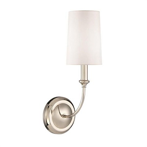 1 Light Traditional Steel Wall Sconce with White Silk Shade-15.75 Inches H by 4.87 Inches W - 1150279