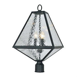 Angus Manor - Three Light Outdoor Post Lantern in Minimalist Style - 14 Inches Wide by 21 Inches High - 1151385