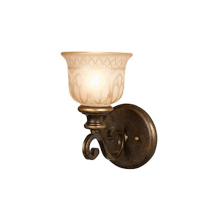 Steel 1 Light Wall Sconce in Traditional Style with Bronze Umber Finish and Amber Glass-11 Inches H x 6.25 Inches W - 1153041