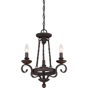 Traditional Three Light Chandelier in Rustic Black Finish - 1245757