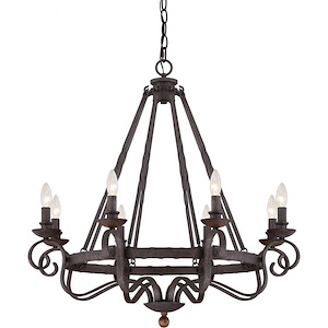 Traditional Eight Light Chandelier in Rustic Black Finish - 1245603