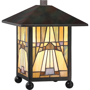Tiffany Geometric Lantern - 1 Light Portable Tiffany Desk Lamp - 1245885
