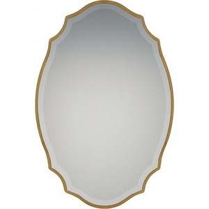 Rustic Vintage Wall Decor Mirror in Gold Leaf Finish with Scalloped Arch Frame 24 inches W x 36 inches H