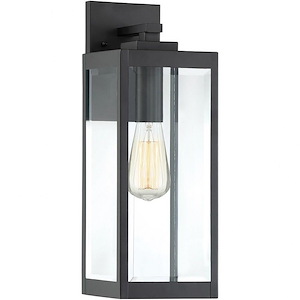 Outdoor Wall Lantern Transitional Steel in Earth Black with Clear Beveled Glass Panels 6 inches W x 17 inches H - 1245900