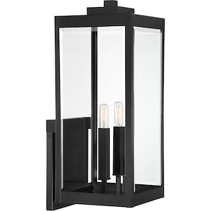 2-Light Extra Large Outdoor Wall Lantern in Earth Black with Clear Beveled Glass Panels 9 inches W x 22.75 inches H