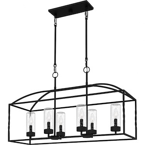 Mulberry Hollow - 6 Light Outdoor Linear Chandelier-22 Inches Tall and 36.5 Inches Wide