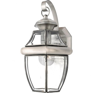 Traditional 1-Light Medium Wall Lantern in Pewter Finish with Classic Beveled Glass Design 8 inches W x 14 inches H - 1247319