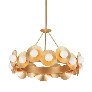 Wagon Wheel 16 Light Luxury Chandelier in Vintage Gold Finish with Glossy Opal Shades 32 inches W x 21 inches H - 1247583